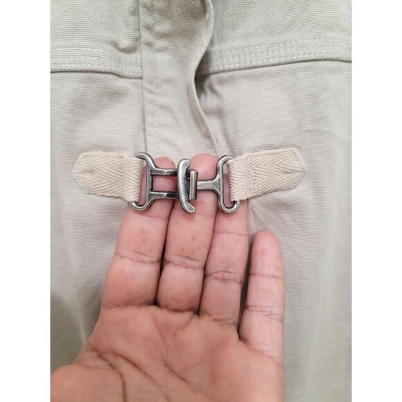 Eddie Bauer Beige Cotton Jacket With Metal Toggle Closures Multiple Pockets Size - Picture 5 of 15